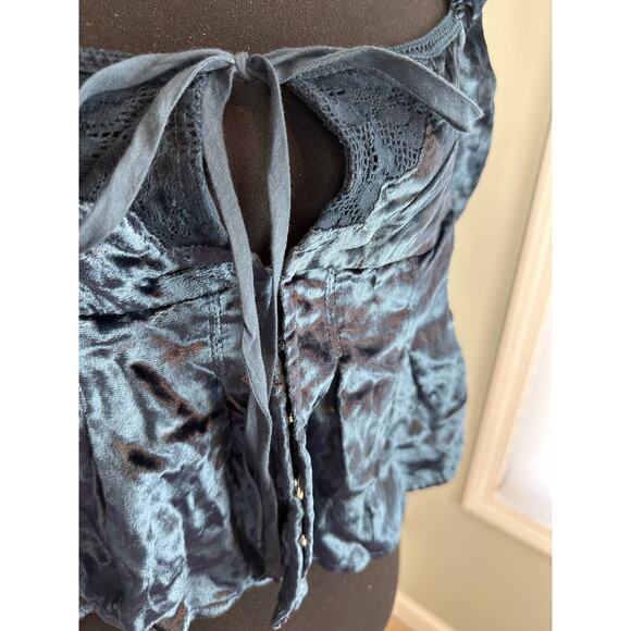 NWOT Free People Bali Heirloom Rose Crushed Velvet Crop Top - Size XS - Picture 3 of 8